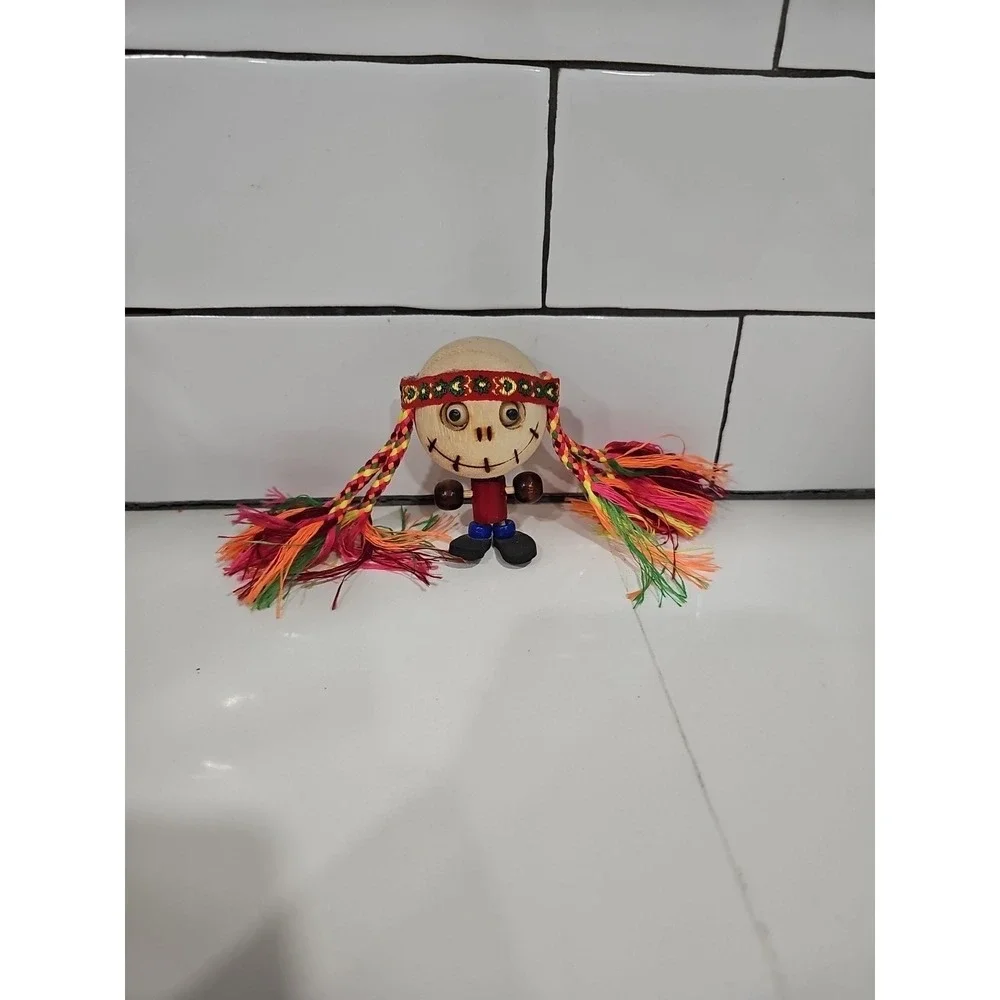 Pier 1 Crazy Heads Wooden Eco Friendly Rasta Figure Magnet Rare VTG Dark Whimsy